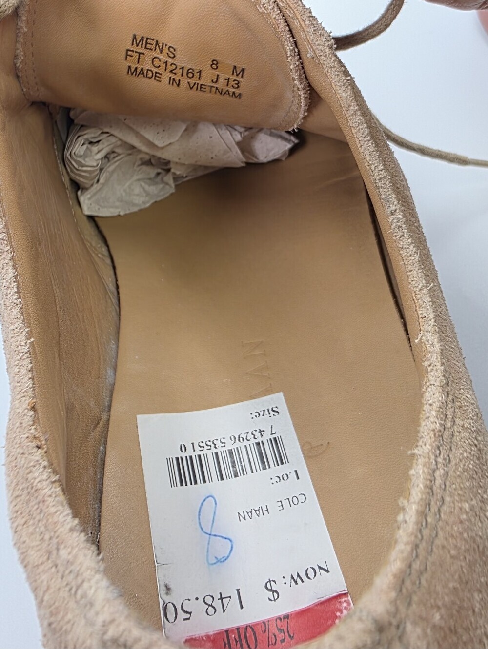 Cole Haan Great Jones Plain Toe Oxfords in Milkshake Suede Red Brick Sole Size 8 - Picture 10 of 12